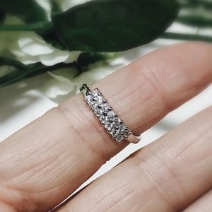 Set of 5:  Clear CZ Sterling Silver Ring